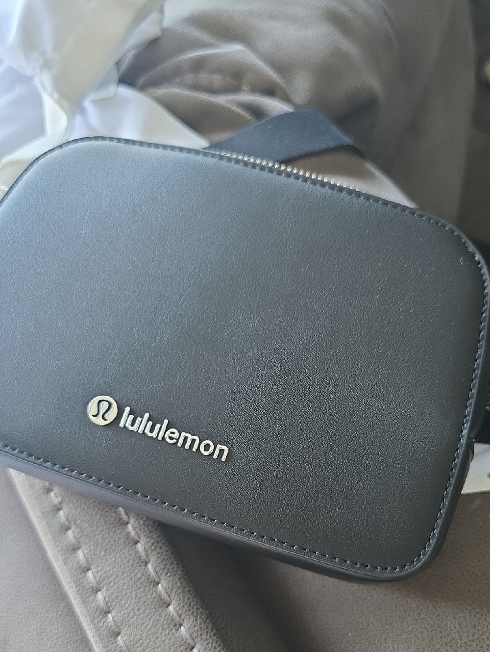 lululemon athletica Black Belt Bag with Silver Logo